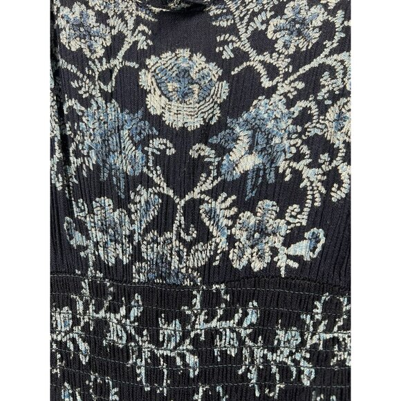 Bila Women's Maxi Dress Size Medium Blue Floral Sleeveless Boho Handkerchief Hem - Picture 7 of 9